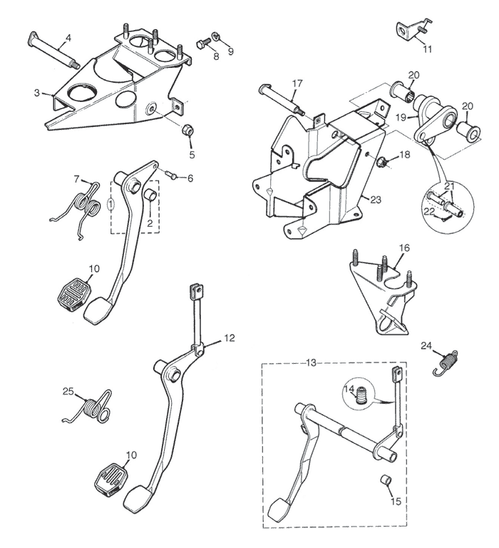 Brake/Clutch Pedals and Controls