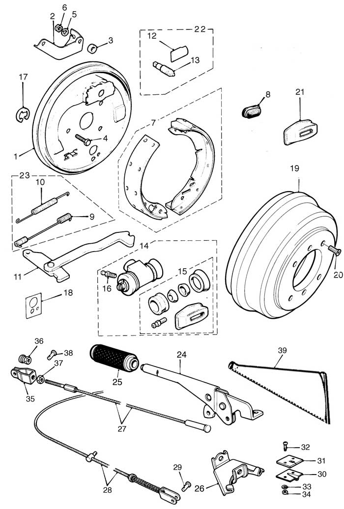 Rear Brakes, Handbrake and Mechanism