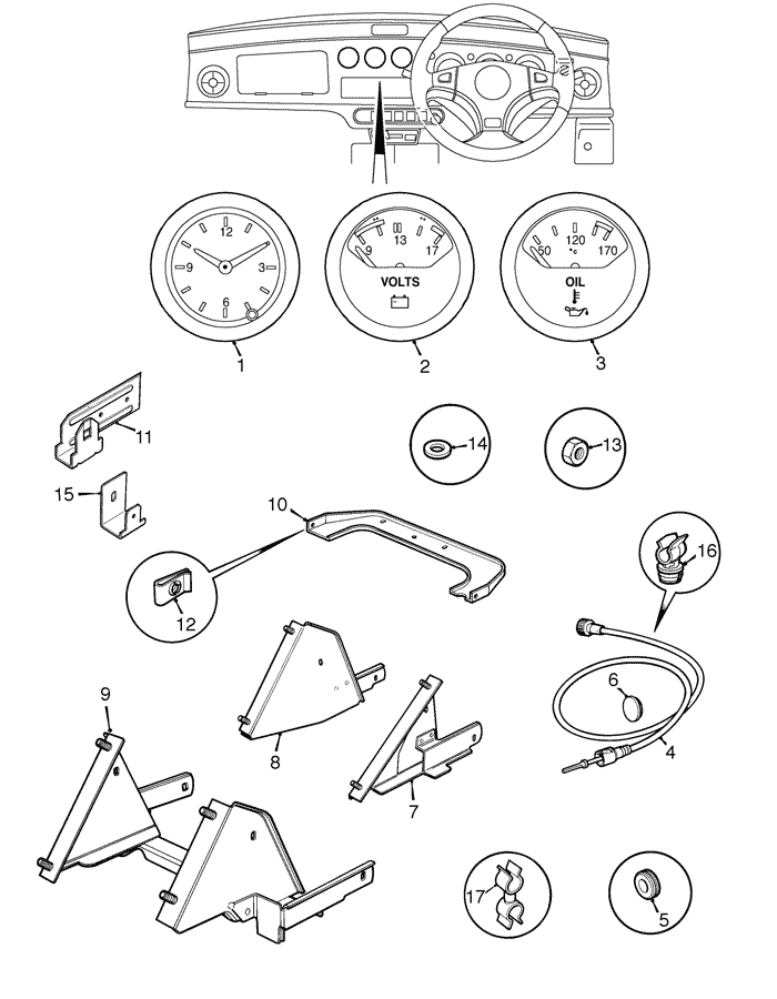 Speedo cable and fittings, clock and gauges