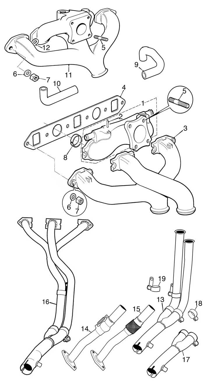 Inlet and Exhaust manifolds except Injection
