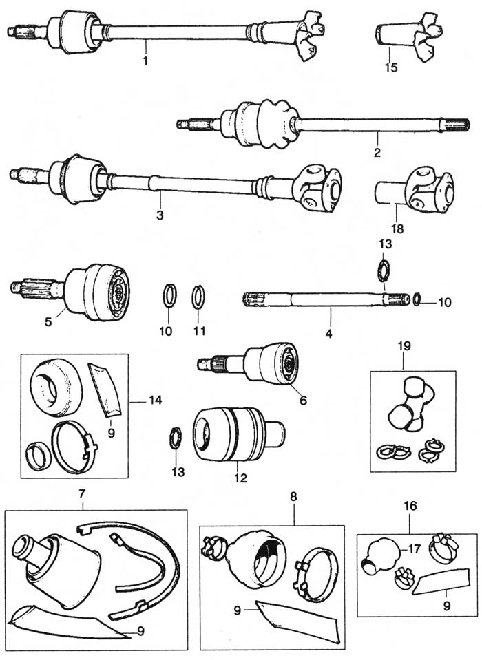 Drive Shafts with Constant Velocity Joint Nut of 1 1/8 Socket Size
